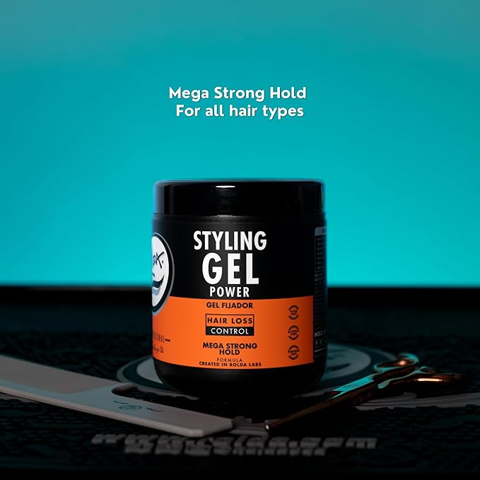 Rolda Power Strong Hold Hair Gel for Men - Styling Gel Formula for Wet Look - High Shine, Strengthening & Hair Loss Control - Alcohol & Residue Free (8.81 oz)