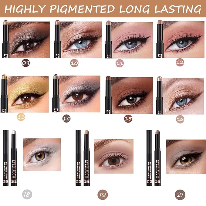 Light Taupe Eyeshadow Stick Makeup, Matte Cream Eye Shadow Pencil,High Pigmented Crease proof Glitter Eye Shadow Brightener Stick, Waterproof Long Lasting Eye Highlighter Crayon Eyeliner