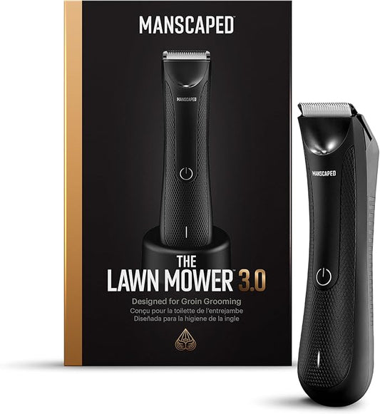 MANSCAPED® Electric Groin Hair Trimmer, The Lawn Mower® 3.0, Replaceable Ceramic Blade Heads, Waterproof Wet/Dry Clippers, Standing Recharge Dock, Ultimate Male Body Hair Razor