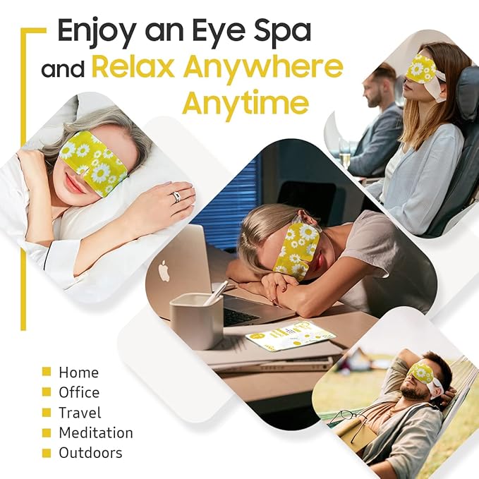 BeHoomi 30Packs Steam Eye Mask, Heated Eye Mask Warm Compress for Eyes, Self Heating Disposable Steam Mask for Home Sleep, Spa, Travel Essentials & Relaxation Gifts, Stocking Stuffers (Chamomile)