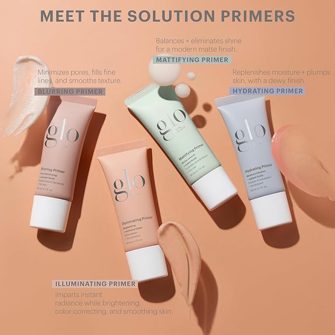 Glo Skin Beauty Blurring Primer with Ceramides – Minimize Pores & Fine Lines for Smoother Makeup Application, for All Skin Types, Semi-Matte Finish