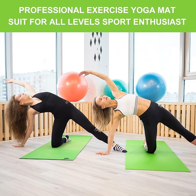 Funtery 3 mm Thick Yoga Mat Exercise Workout Mat Non Slip Fitness Pad for Women Gym Home Yoga Pilates