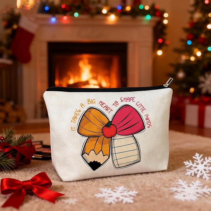 CLHHM Teacher Appreciation Makeup Bag Cosmetic Bag with Zipper - Travel Toiletry Bag for Travel Essentials, Birthday Gifts for Women, Gifts for Teenage Girls & New Mom Care Package