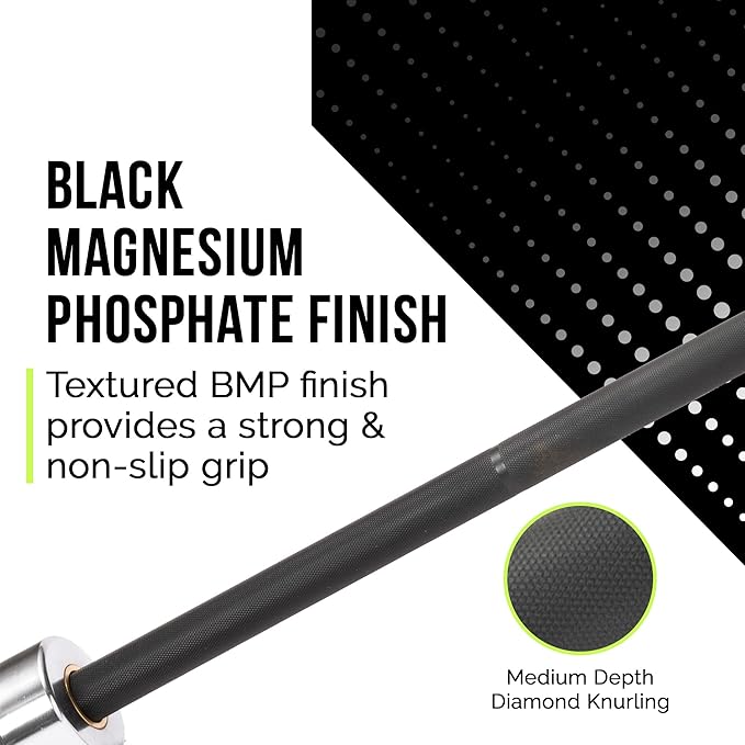 Black Men’s Elevation Barbell (7FT) (44LBS Bar Weight) (1500LBS Weight