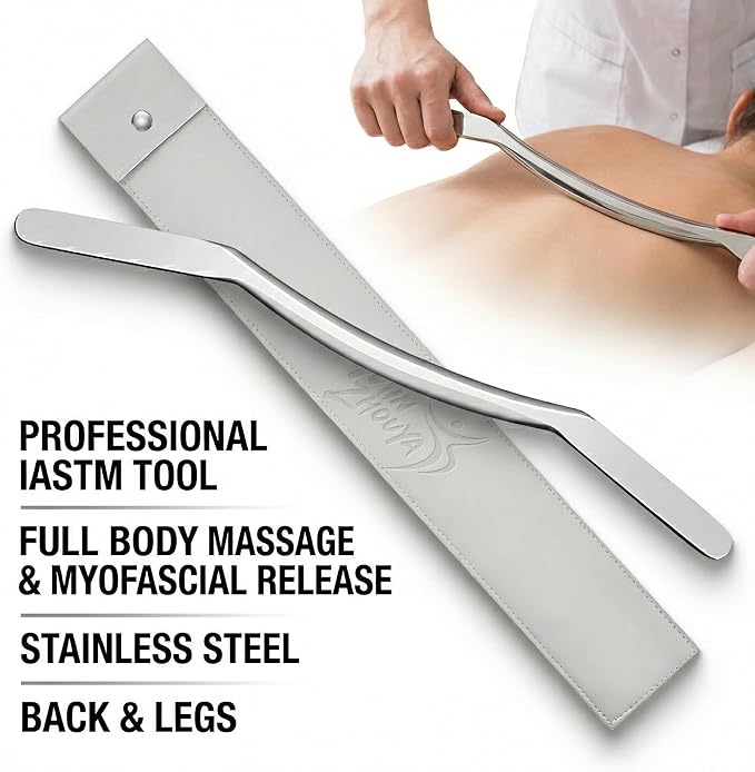 15.75" Muscle Scraper Tool for Back & Legs, Long Bar Myofascial Massage Release Tool, Stainless Steel Scraping Tool Physical Therapy, IASTM Fascia Scraper, Guasha Tool for Body Skin Neck