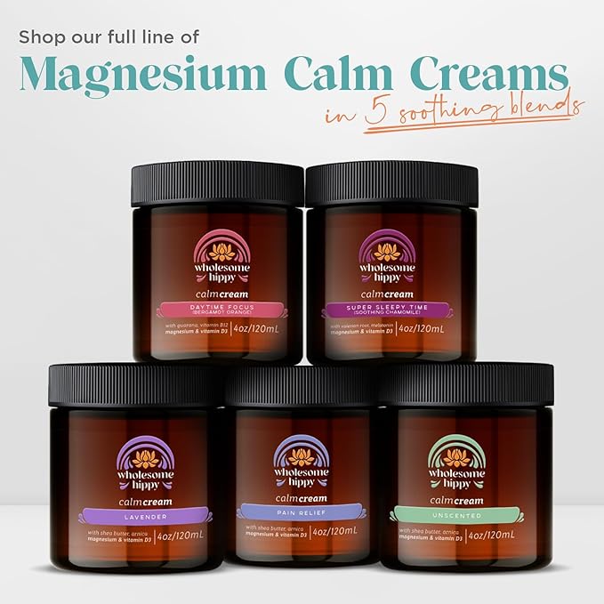 WHOLESOME HIPPY Super Sleepytime Calm Cream – Nighttime Body Butter with Magnesium, Melatonin, Valerian & Chamomile – Soothing Vegan Moisturizer for Bedtime Routine – 4oz