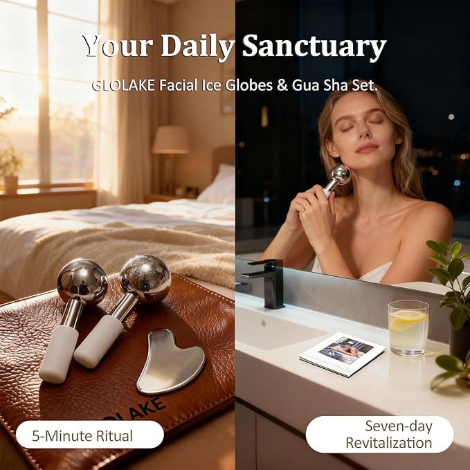 Ice Roller for Face &Gua Sha Facial Tools, Stainless Steel Ice Roller for Depuffing, Lymphatic Drainage, Fine Lines&Collagen Boost on Face&Body, Valentines Day Gifts for Her/Him, at Home Spa
