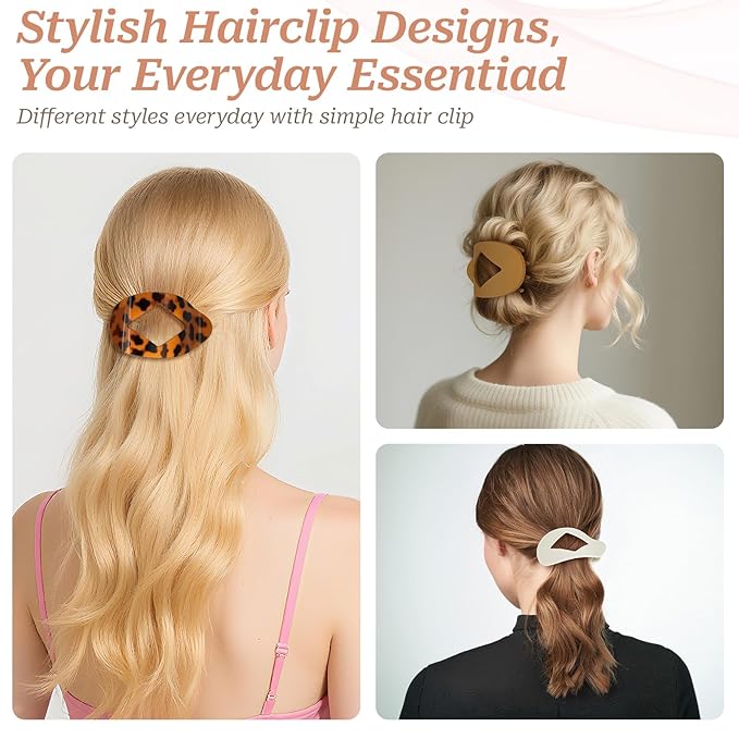 French Hair Clips,Flat Hair Clips for Women,No-Slip Claw clips for Thick & Thin Hair,Strong Hold Styling Barrettes Accessories (Style 2)