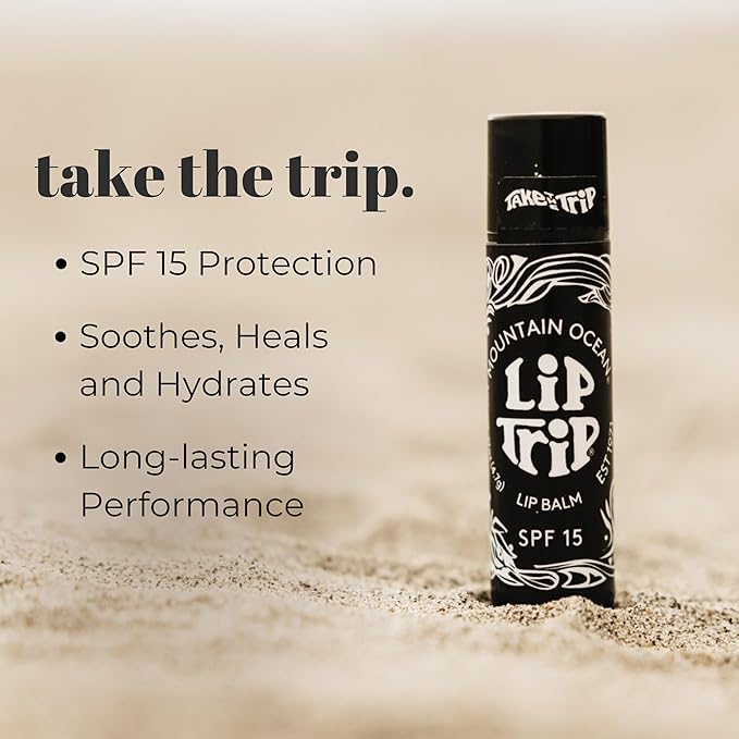 Mountain Ocean The Original Skin Trip SPF 15 Lip Balm, .17 Oz Tube, Maximum Protection, Hydrating Lip Moisturizer, with Lanolin, Beeswax & Coconut Oil (New Look, Same Formula)
