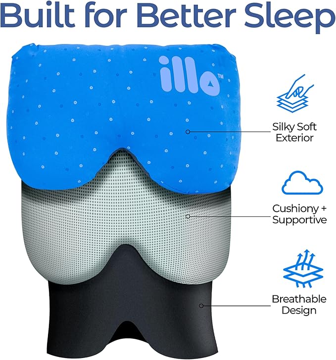 illo Wearable Pillow Sleep Mask | Soft Mulberry Silk Blackout Women Sleeping Eye Mask | Best for Her Home Bed Work Camping Airplane | Great Birthday Gift for Mom Sister Grandma Girlfriend & Teacher