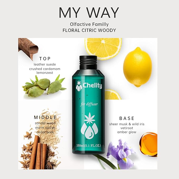Chelity My Way Diffuser Oil, Luxury Hotel Collection Fragrance Oil Inspired by The Hotel Miami Scent, for Ultrasonic & Waterless Diffusers (2.1, My Way)