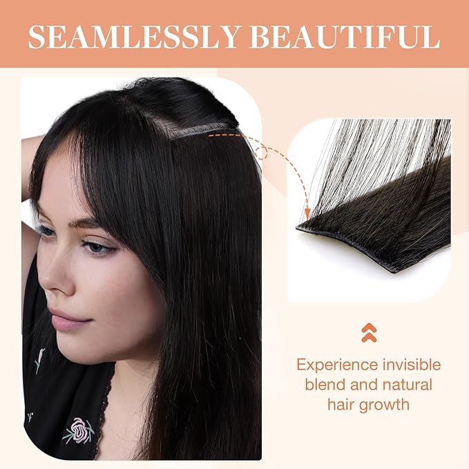 GOO GOO Invisi Edge Clip in Hair Extensions Set, 14inch 110g, 5pcs Injected Seamless PU Clip ins and 2pcs Classical PU Clip ins Virgin Real Human Hair, #(T1B/6) P1B