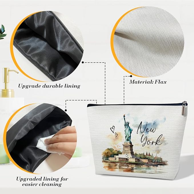 Ythuil New York Travelling Gift Makeup Bag, City Travel Cosmetic Bag for Purse, Watercolor Gift, New York Souvenir, Trip Favors for Traveller, Travelling Lovers, City Themed Organizer