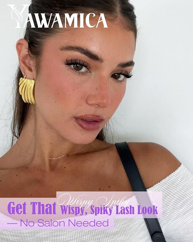 Spikes Lash Clusters Kit Wispy Manga Lash Clusters D Curl 10-18mm Anime Eyelash Clusters Fluffy Individual Lashes with Spikes DIY Lash Extension Kit with Bond and Seal and Lash Tweezers for Salon Look