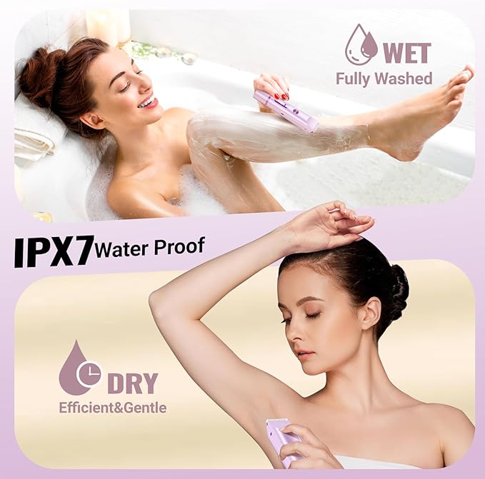 Bikini Trimmer for Women Electric Razors for Women Women's Electric Razor 2 in 1 Shaver Pubic Hair Trimmer Ipx7 Waterproof Wet Dry Use Bikini Shaver for Ladies Pubic, Legs, Face, Underarms (Purple)