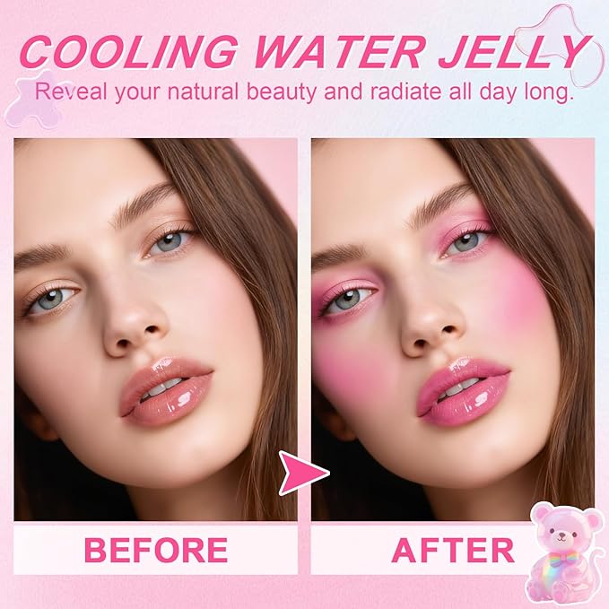 2 Pcs Jelly Blush Contour Stick for Cheeks Eyes Lips Lightweight Dewy Finish Blush Stick Waterproof Long Lasting Lightweight, Sheer & Buildable Color Makeup Set for Wome (SET A)