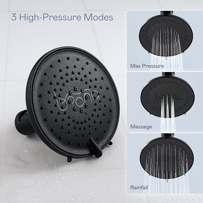 BOONA - The Original Tandem Shower | As Seen On Shark Tank | Double Shower Head for Couples, High Pressure Dual Shower Heads (One Showerhead, Midnight Black)
