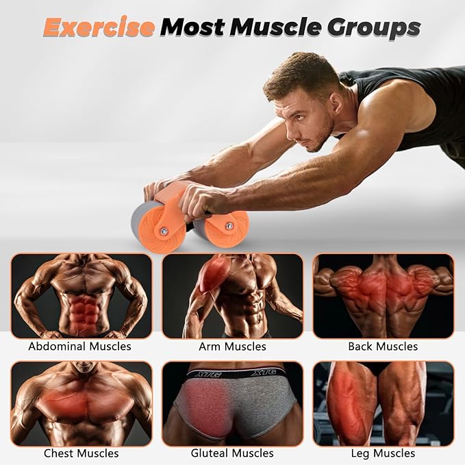 Automatic Rebound Abdominal Wheel Workout,2 Wheels