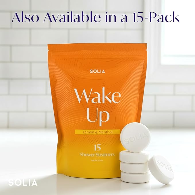 Solia Energizing Citrus Menthol Shower Steamers 7-Pack - Patent-Pending Real Essential Oil Menthol Shower Steamer Bombs, Spa Steamers Aromatherapy Selfcare Bath Gifts for Women, Individually Wrapped