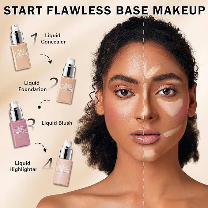 Liquid Concealer, Creamy Texture Full Coverage Matte Finish Concealer for Under Eye, Dark Circles, Fine Lines, Redness & Blemishes, Long-lasting Wear - 01 Light