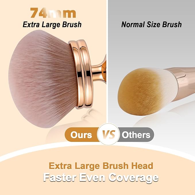 Extra Large Body Makeup Brush, Professional Self Tan Brush for Flawless Application, Wide Headed Body Bronzer & Leg Makeup Applicator, Streak-Free Blending Brush for Back & Arms (Gold)