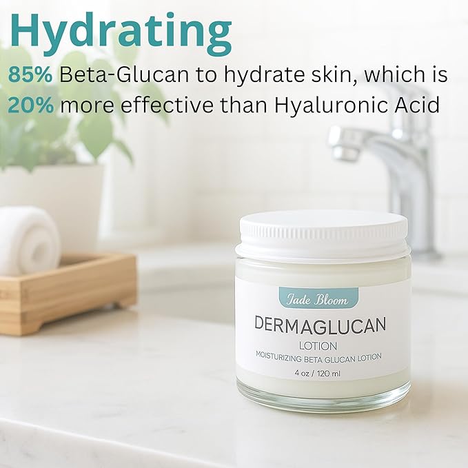Jade Bloom Dermaglucan Beta Glucan Cream Lotion Moisturizer Skincare | Daily Hydrating Face & Body Hydration, (4oz)