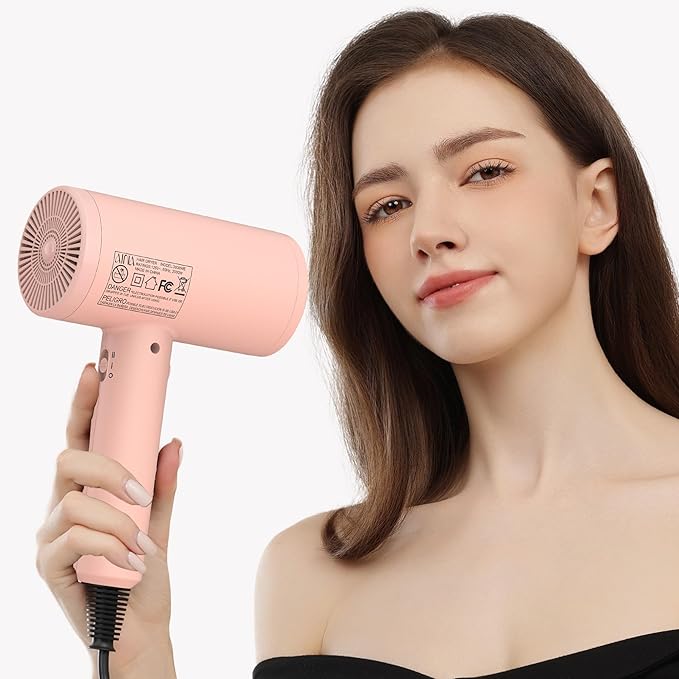 AINA Pro Salon Hair Dryer(New tech),2000W Blow Dryer with Diffuser Comb for Women | BLDC Hair Dryer | Brushless Motor 150,000 RPM | Ionic | LED Display | 4 Magnetic Attachments 110V/ALCI(Baby Pink)