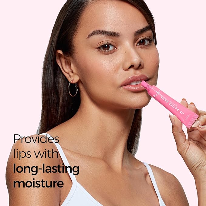 Deep Hydrating Lip Butter Balm - Hydrating Lip Treatment with Glossy Finish, Shea Butter, Vitamin E, Peptides & Hyaluronic Acid - Vegan, Non-Sticky, Lip Care - 2 Pack (Sheer Pink-Unscented)