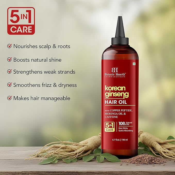 Botanic Hearth Hair Oil for Hair Growth & Home Hair Perm Kit | Strengthening Dry, Frizzy, Damaged Hair & Scalp Treatment | Korean Ginseng Hair Oil – 6.7 Fl Oz