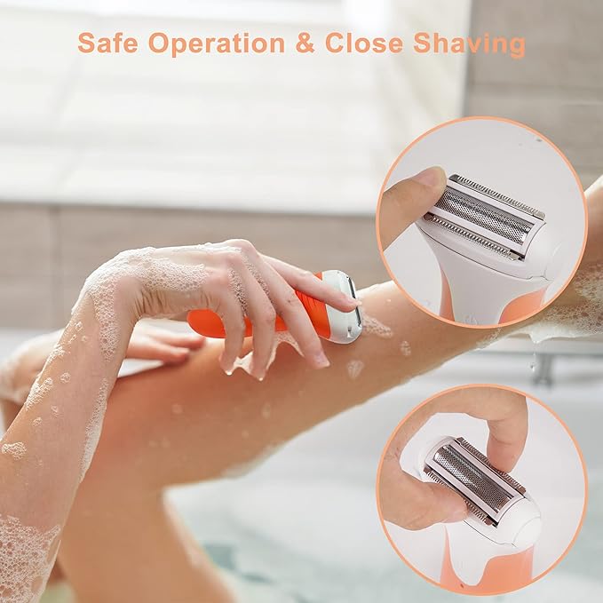 Women's Electric Shaver & Trimmer,Wet Dry Painless Razor for Legs,Bikini, Underarms, Hypoallergenic Foil Shaver with Bikini Trimmer,Cordless Waterproof for Shower Travel Gift,coral/bg7y