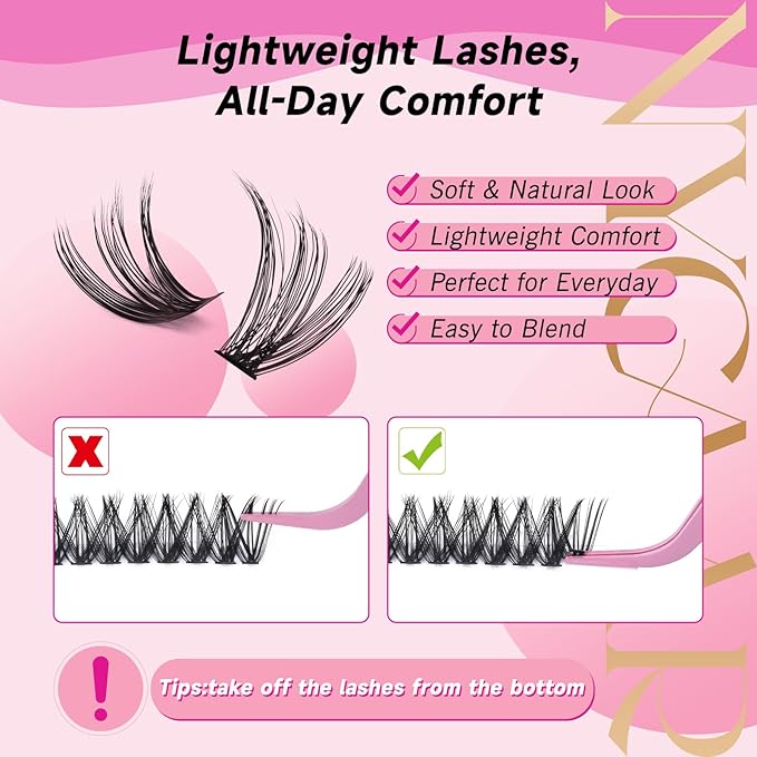 DIY Lash Extension Kit 280Pcs Individual Eyelash Extension Kit 30D40D 0.07D Curl 9-16MIX Lash Clusters Kit with Lash Glue Remover Applicator Easy to Use for Beginners