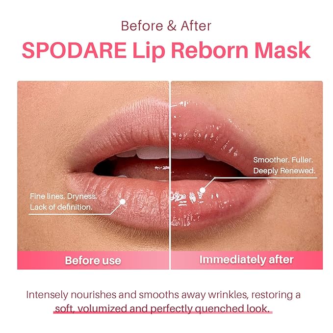 SPODARE Sleeping Lip Mask Strawberry - Overnight Lip Treatment, Lip Care Hydration, Repair for Dry Cracked Lips, Vitamin C, Soft and Nourished Lips Overnight, Christmas, with Shea Butter - 0.42 Fl Oz