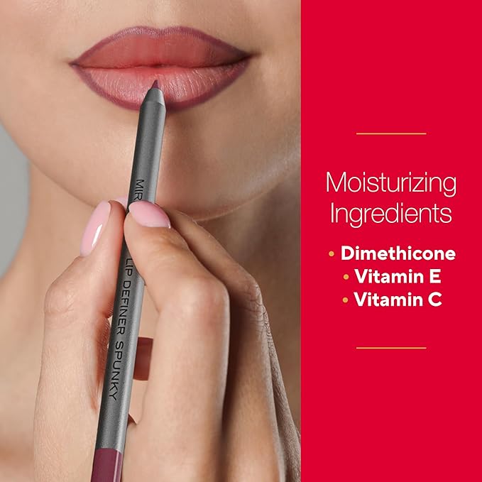 Mirabella Line & Define Lip Definer Lip Pencil, Smoothing & Moisturizing Retractable Lip Liner with Long-Lasting & Ultra-Creamy Formula, Antioxidants Vitamin C & E, & Built-In Sharpener - Bratty