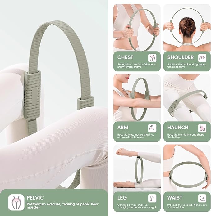 Yoga Pilates Resistance Ring for Leg and Butt Training, Portable Exercise Equipment with Anti-Slip Silicone, Home and Office Workouts, Postpartum Toning