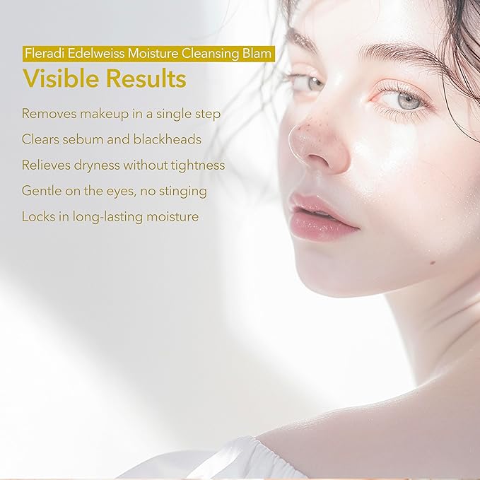 fleradi Edelweiss Cleansing Balm – Vegan Makeup Remover and Face Cleanser with Natural Flower Extracts. Korean Skincare, No Parabens or Sulfates (3.38 fl oz)