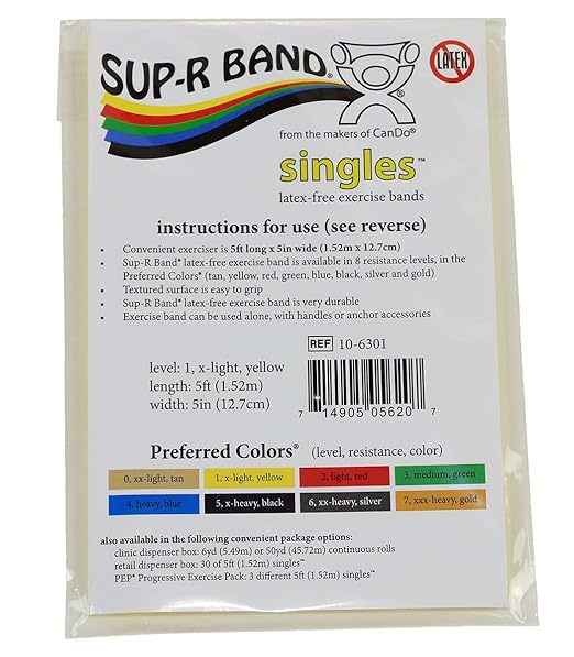 CanDo 10-6301 Sup-R Latex Free Exercise Band 5' Singles,