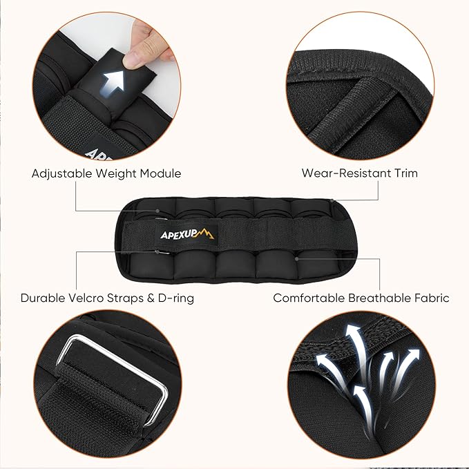 APEXUP 7 lbs/Pair Adjustable Ankle Weights for Women