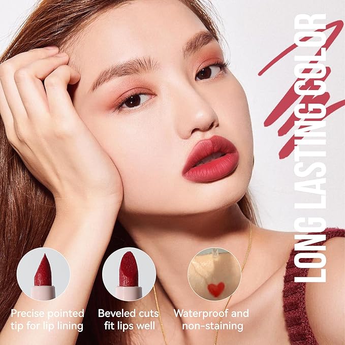 Lip Tint Marker Lightweight Lip Stain, Hydrating And Waterproof Long Lasting Non-Stick Cup Lip Stain Liquid Pen Matte Lip Marker Smudge Proof Matte Lipstick Precise Lip Liner for Women (03# L PINK)