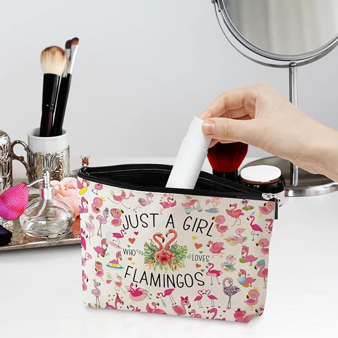 Flamingo Gifts Cute Flamingo Accessories Stuff Cosmetic Bag travel Makeup Bag Gifts for Women Sister Animal Lovers Best Friend Birthday Friendship Anniversary Nurse Mothers Christmas Valentine's Day