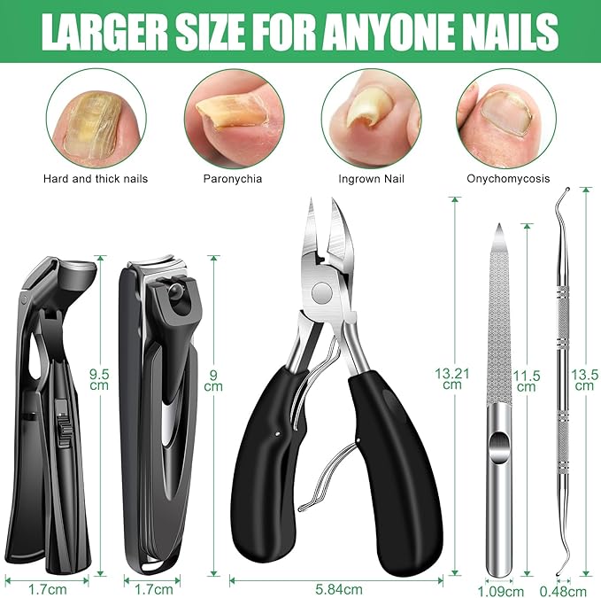 2026 Toenail Clippers for Thick Toenails for Seniors, Angled Head Large Toe Nail Clippers for Men with Wide Jaw Opening, Sharp Heavy Duty Fingernail Clipper Cutter with Catcher Long Handle