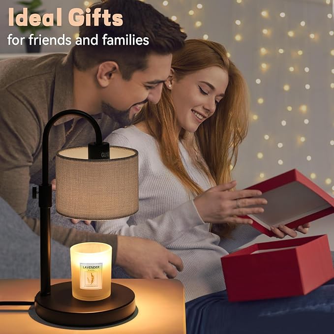 Candle Warmer Lamp with Timer, Dimmable Candle Wax Warmer Candle Lamp with 2 Bulbs, House Warming Gifts Christmas Gifts for Women Bedroom Home Decor (Gray-Upgraded)