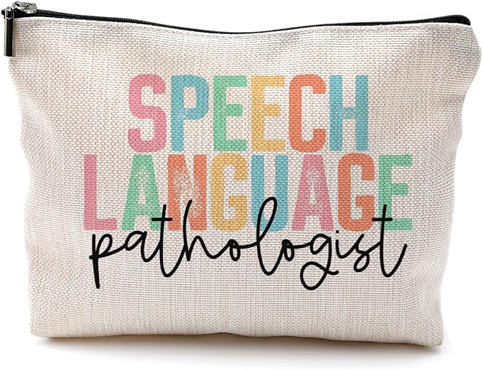 QGFM Speech Language Pathologist Gifts Makeup Bag for Women, SLP Gifts for Speech Language Pathologist, Speech Therapist Gifts, LP Appreciation Gifts, Speech Therapy Makeup Cosmetic Bag for Purse