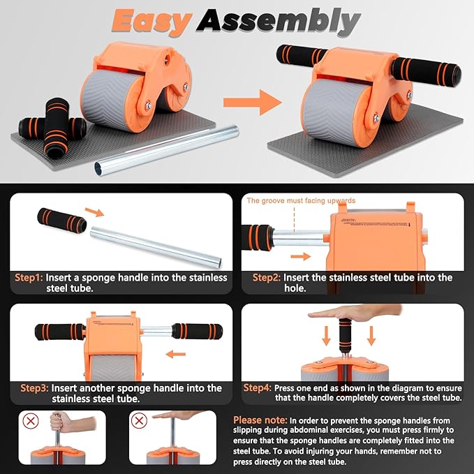 Automatic Rebound Abdominal Wheel Workout,2 Wheels