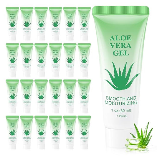 Travel Size Aloe Vera Gel Bulk Mini Natural Organic Aloe Vera Lotion, Individually Wrapped Moisturizer Soothing After Sun Aloe Cream for Face Body Skin Care Outdoor Vacation 1 Fl Oz (Pack of 60)