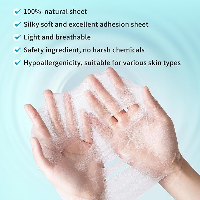 12 Pack Sheet Face Masks Skincare, Collagen Face Mask Hyaluronic Acid Hydrating Face Sheet Masks, Vitamin C Face Masks for All Skin Types, Moisturizing, Brightening, Anti-Aging, Valentine's Day Gift
