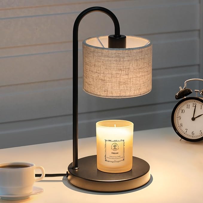 Candle Warmer Lamp with Timer, Dimmable Candle Wax Warmer Candle Lamp Warmer for Scented Candles with 2 Bulbs, House Warming Gifts Christmas Gifts for Women Home Decor - Linen