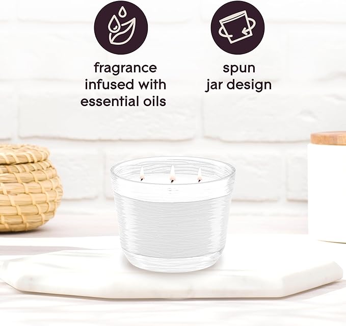 Glade Sheer Vanilla Embrace, Fragrance Candle Infused with Essential Oils, Air Freshener Candle, 3-Wick Candle, 6.8 Oz, 3 Count