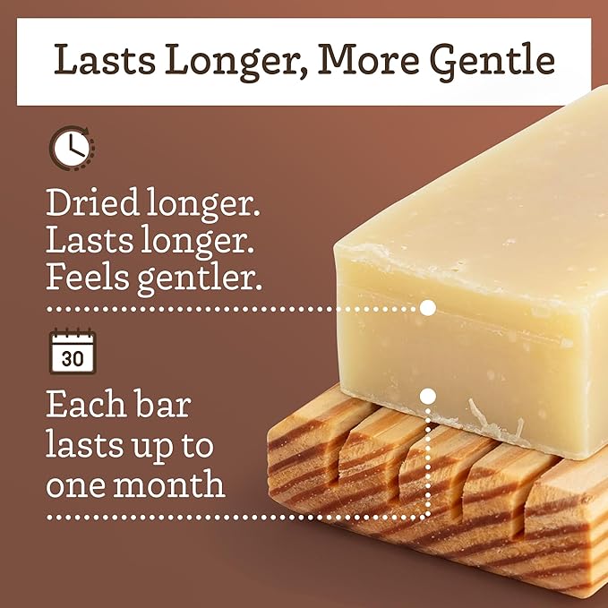 Southern Natural Goat Milk Soap Bar (Honey Almond 3 Pack) For Dry Sensitive Skin. Natural, Handmade Soap For Men, Women, Kids & Baby. Use On Face & Body
