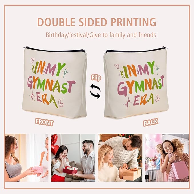 Girlly Gymnast Gifts Makeup Bag: Perfect Cosmetic Bags IN MY GYMNAST ERA Fans Travel Gymnastics Girl For Daughters, Nieces, Girlfriends, Female Coworkers.Ideal Gift for Travel, Weekend Party