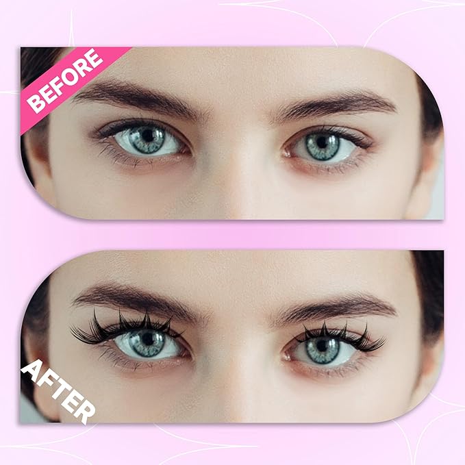 Lash Clusters Kit Manga 8-16mm Light-Volume Natural Wispy Eyelash Clusters C/D Curl Eyelash Extension Kit Spiky Cat Eye Individual Lash Eyelash Clusters with 0.05mm Ultra-Thin Black Band